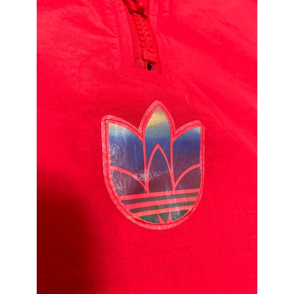 adidas Originals Cropped Pullover Windbreaker Hoodie Womens Medium 3-Stripe Rain - Picture 9 of 9